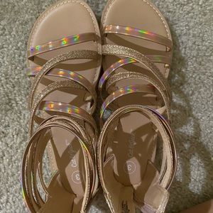Iridescent gladiator sandals